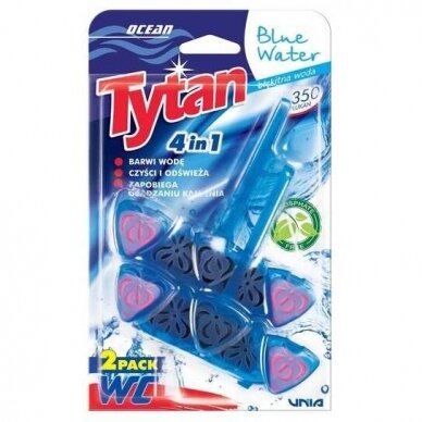 Blue Tytan 4in1 pakabinamas klozeto valiklis-gaiviklis Mėlyna Vanduo 2x40g