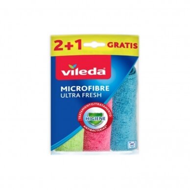 Mikropluošto šluostės VILEDA MICROFIBRE ULTRA FRESH, 3 vnt.