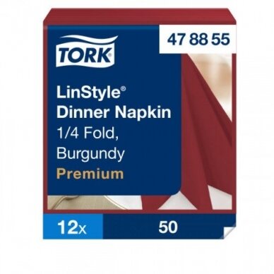 Stalo servetelės Tork Premium LinStyle, 39x39cm, burgundiškos spalvos, 1sl., 478855 2